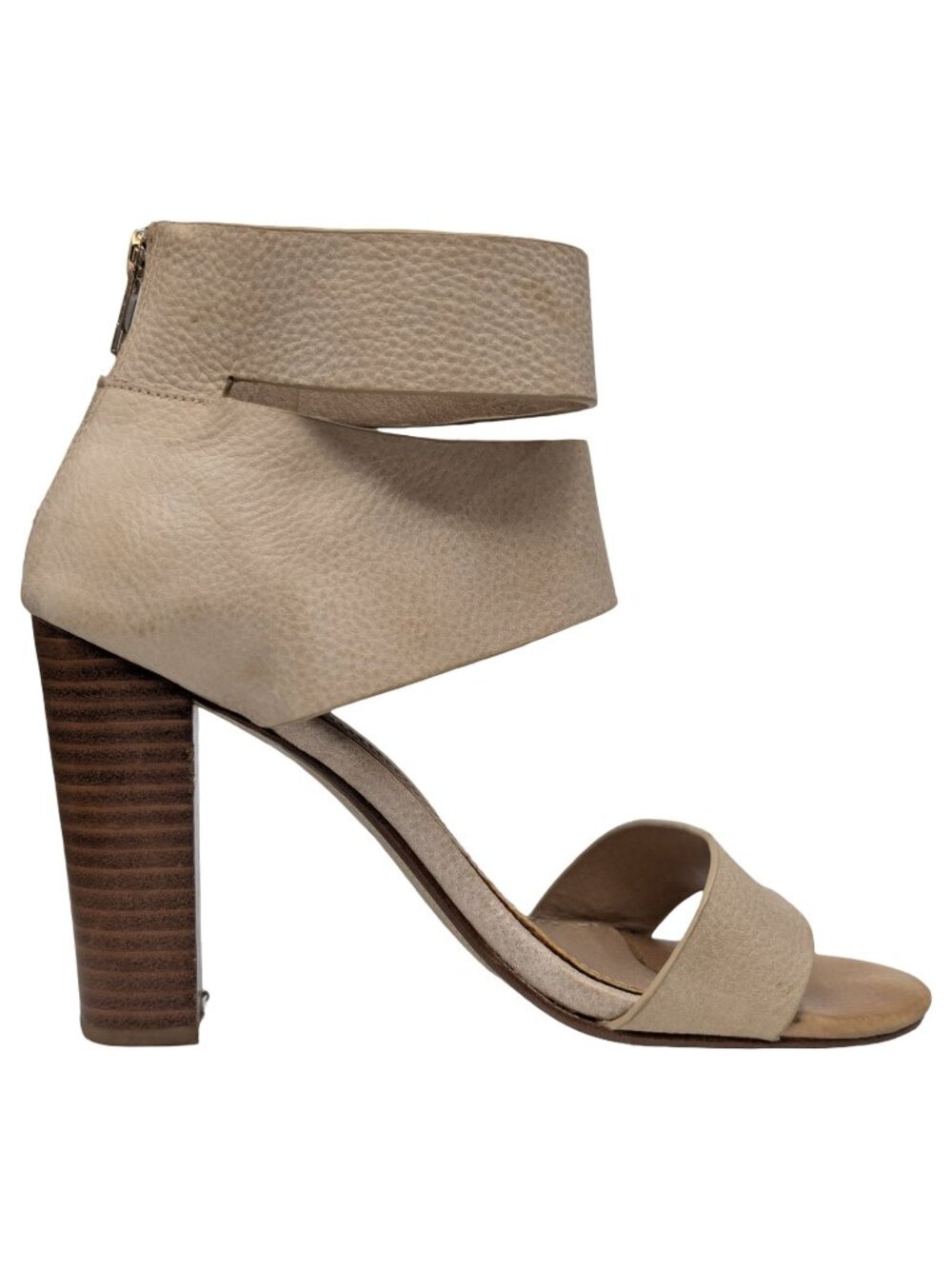 Splendid Jessa High Heel Sandals Womens Nude Beige Pebbled Leather Open Toe Sz 8